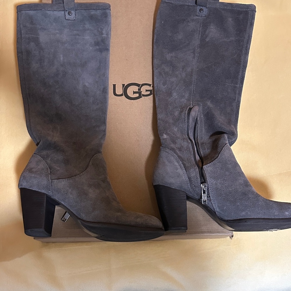 UGG Women's Gray Suede Heeled Boots
